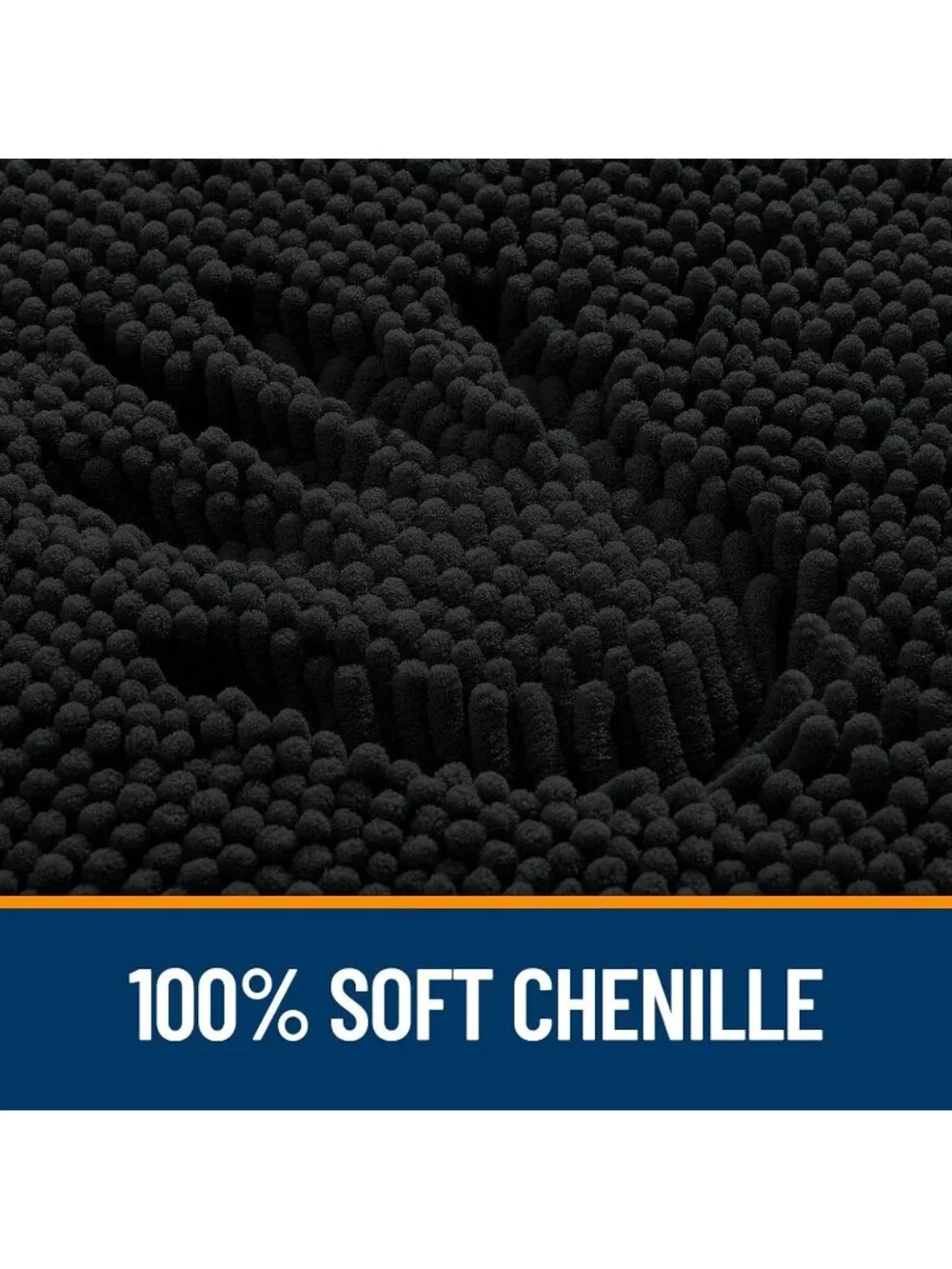 New Bathroom Rugs 24x16, Soft Absorbent Chenille Bath Mats, Quick Dry, Black